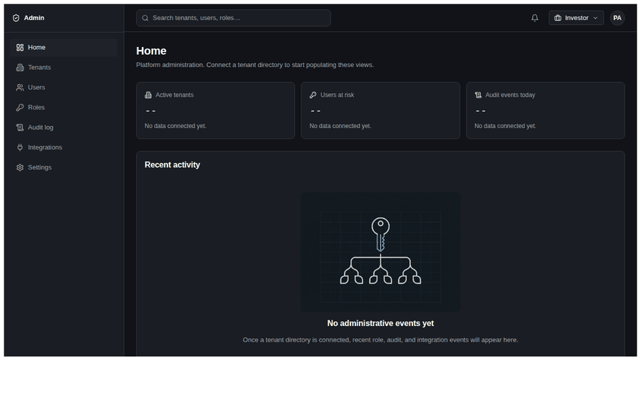 HydraxRail Admin portal cycling between home and tenant management